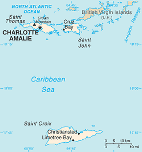 US Virgin Islands Area Code Map