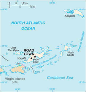 British Virgin Islands Area Code Map