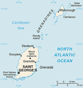 Grenada Area Code Map